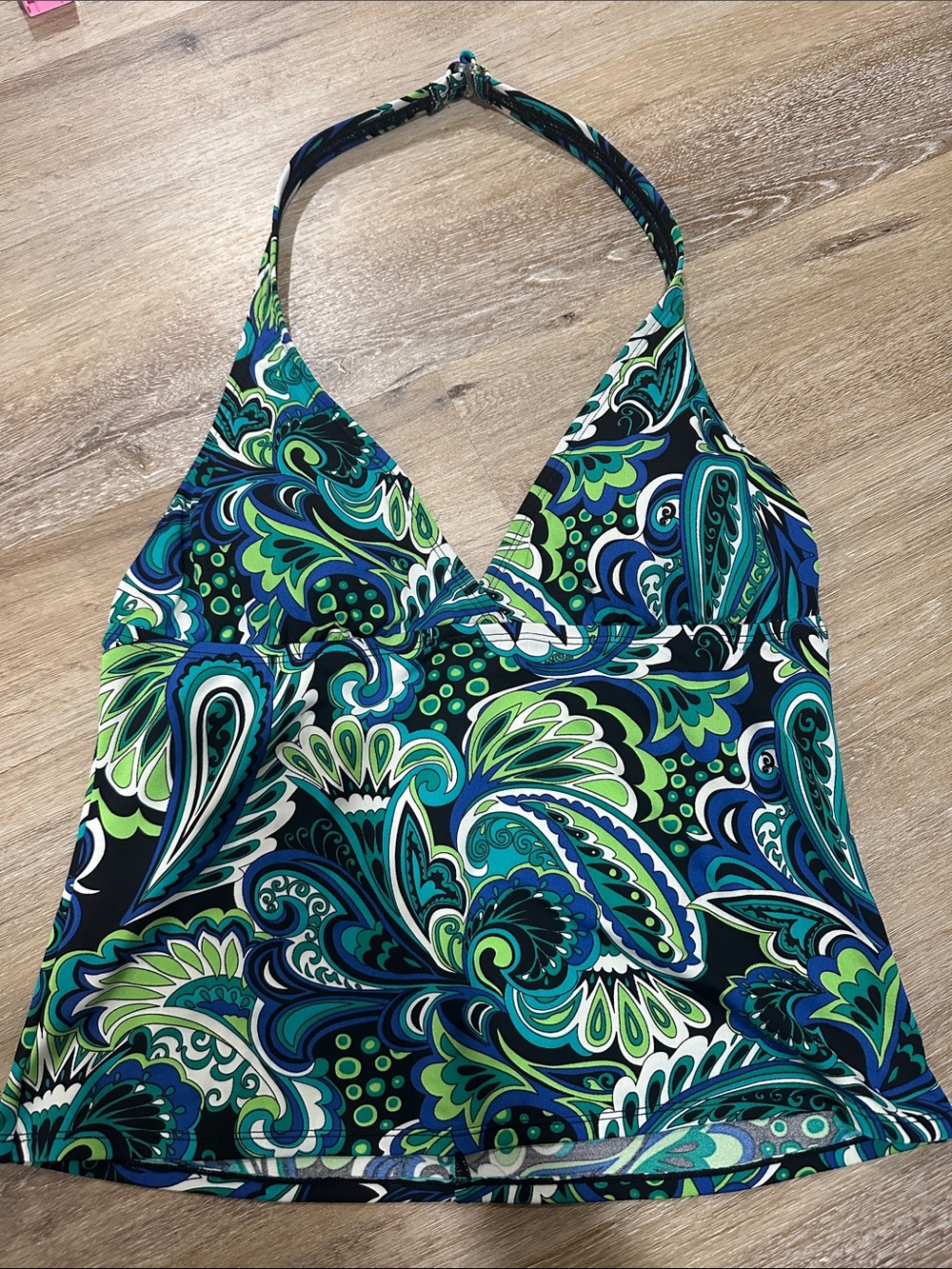 Speedo Green & Blue Paisley Halter Swim Tankini Top